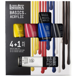 Akrylmaling Basics Set 4x75 ml + 1x118 ml i gruppen Kunstnermateriell / Kunstnerfarge / Akrylmaling hos Pen Store (137838)