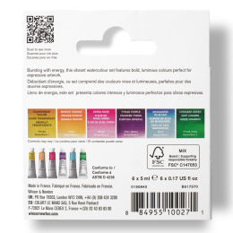 Professional Akvarellmaling Tube 5 ml Vibrant 6-sett i gruppen Kunstnermateriell / Kunstnerfarge / Akvarellmaling / Akvarellmaling på tube hos Pen Store (138007)