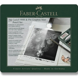 Blyantsett Pitt Graphite Matt + Castell 9000 20 deler i gruppen Kunstnermateriell / Kritt og blyanter / Grafitt og blyant hos Pen Store (138032)