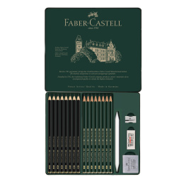 Blyantsett Pitt Graphite Matt + Castell 9000 20 deler i gruppen Kunstnermateriell / Kritt og blyanter / Grafitt og blyant hos Pen Store (138032)