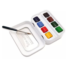 l'Aquarelle Aqua-mini Akvarellsett 8 halvkopper + pensel i gruppen Kunstnermateriell / Kunstnerfarge / Akvarellmaling / Akvarellmaling i kopp hos Pen Store (138036)