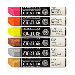 Oil Stick Flurescent & Metallics 6-sett i gruppen Kunstnermateriell / Kritt og blyanter / Oljekritt hos Pen Store (138093)